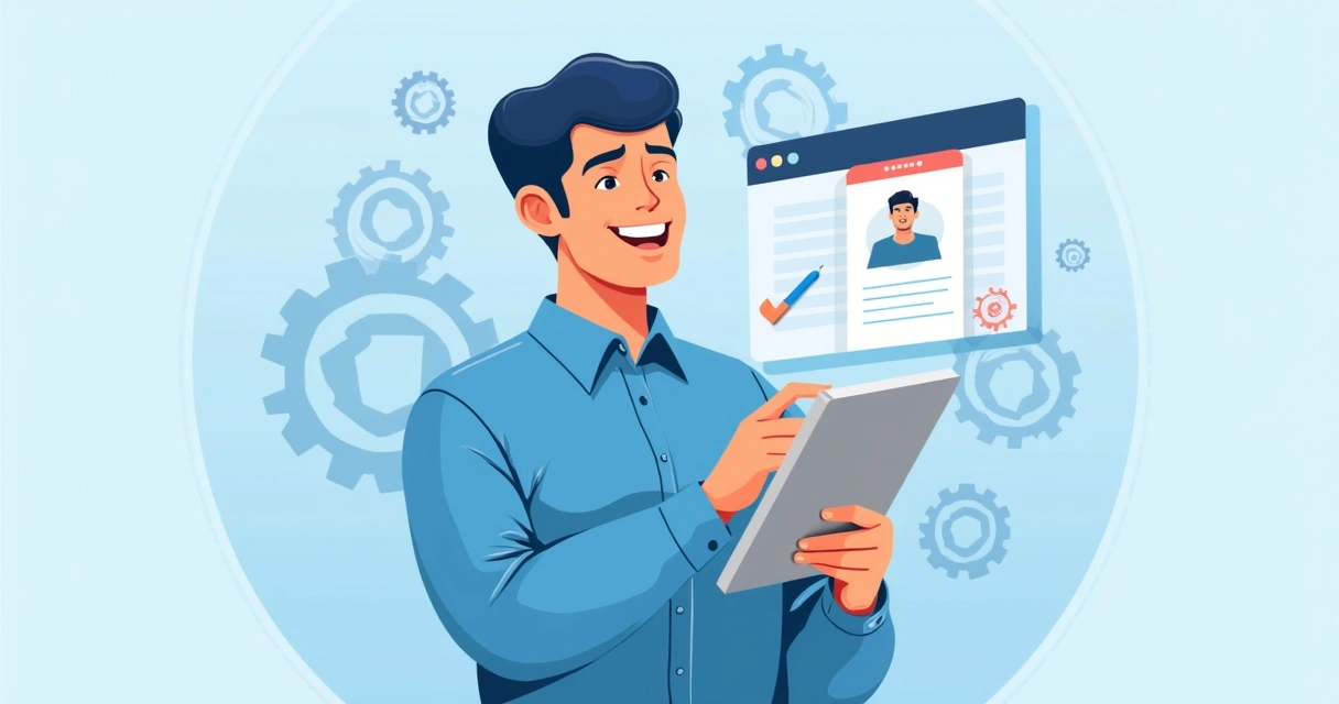Cliente feliz usando aplicativo de suporte técnico moderno