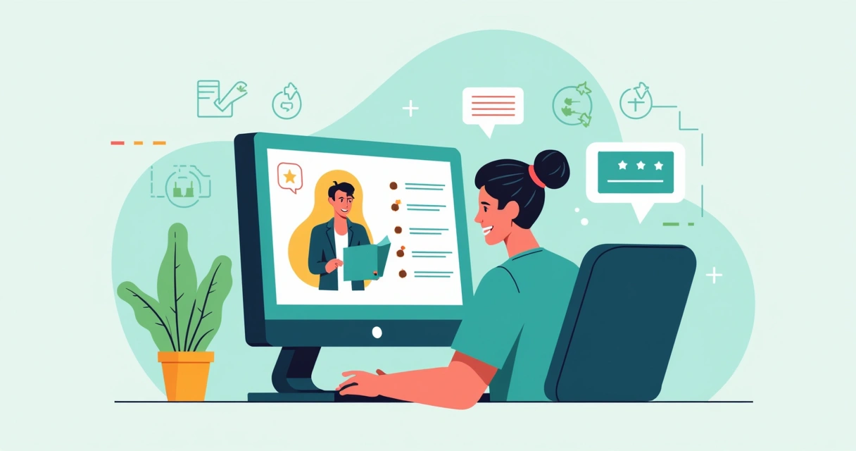 Cliente contente recebendo atendimento pós-venda online 