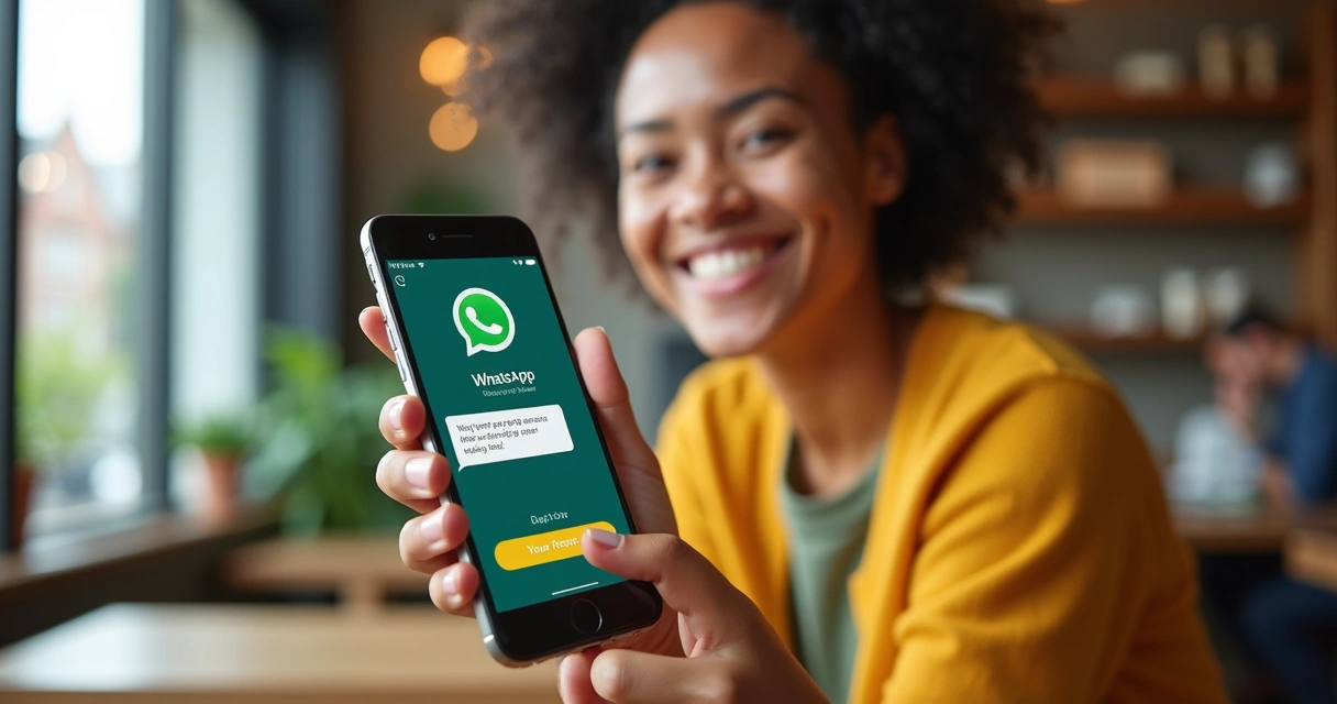 Cliente sorrindo ao usar atendimento automatizado no WhatsApp 