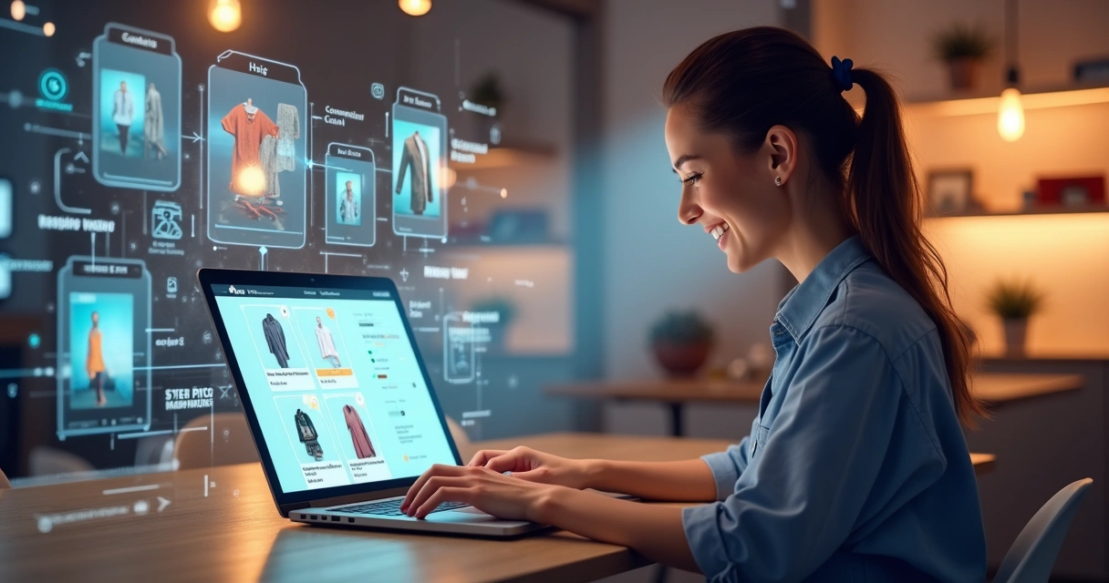 Cliente utilizando showroom digital com experiência personalizada 