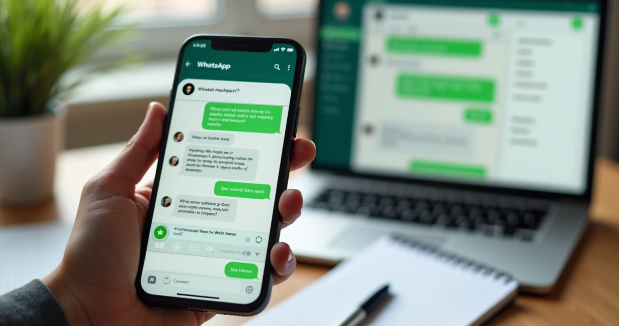 Pessoa usando WhatsApp com recursos de acessibilidade no celular 