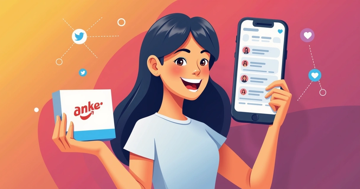 Cliente segurando produto e sorrindo em foto postada online 