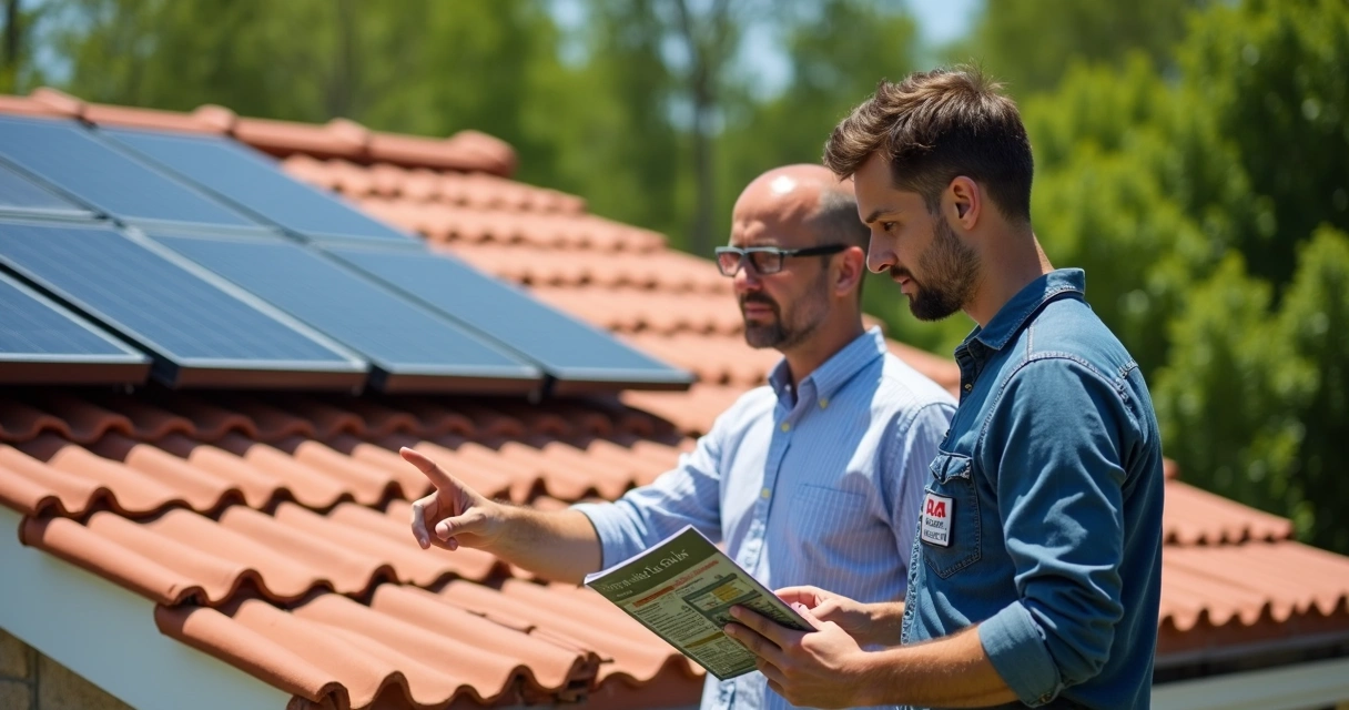Cliente visitando instalação de energia solar residencial 