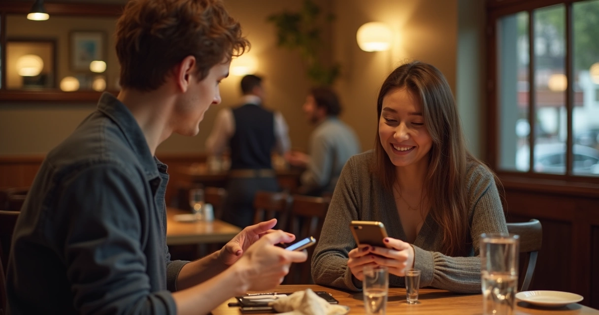 Cliente feliz retornando a restaurante após receber mensagem