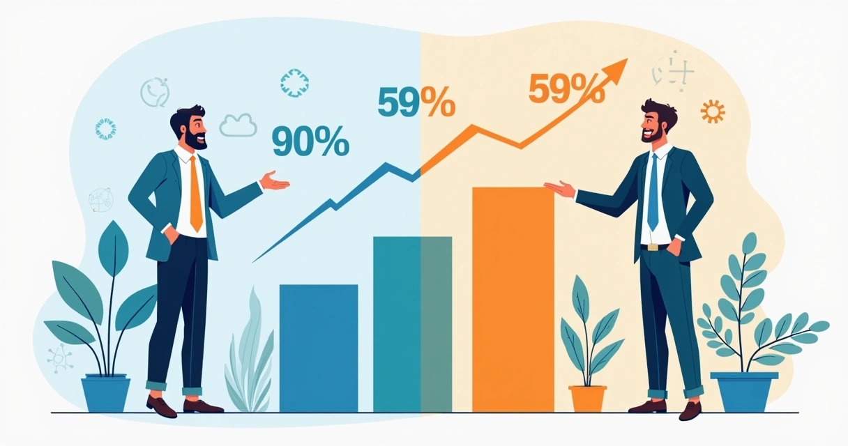 Gráfico comparando satisfação de empresas e clientes com IA 