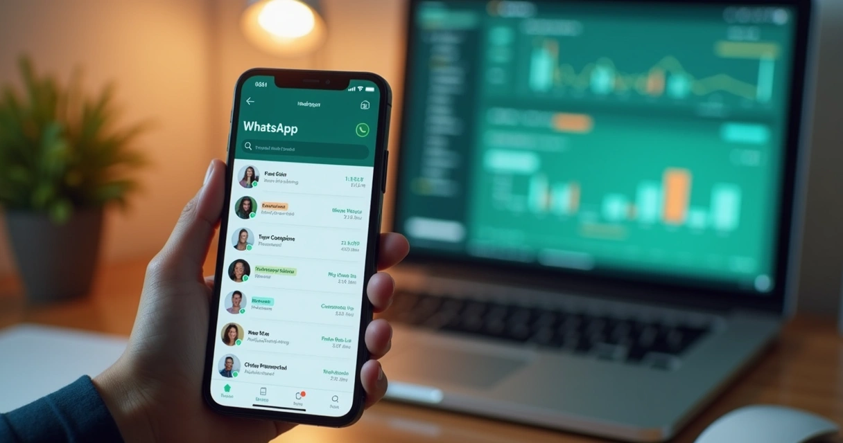 Pessoa usando WhatsApp para atendimento digital com mensagem personalizada