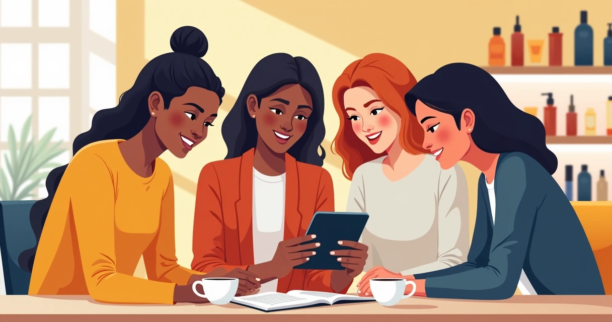 Clientes olhando para catálogo digital Jequiti em um smartphone 