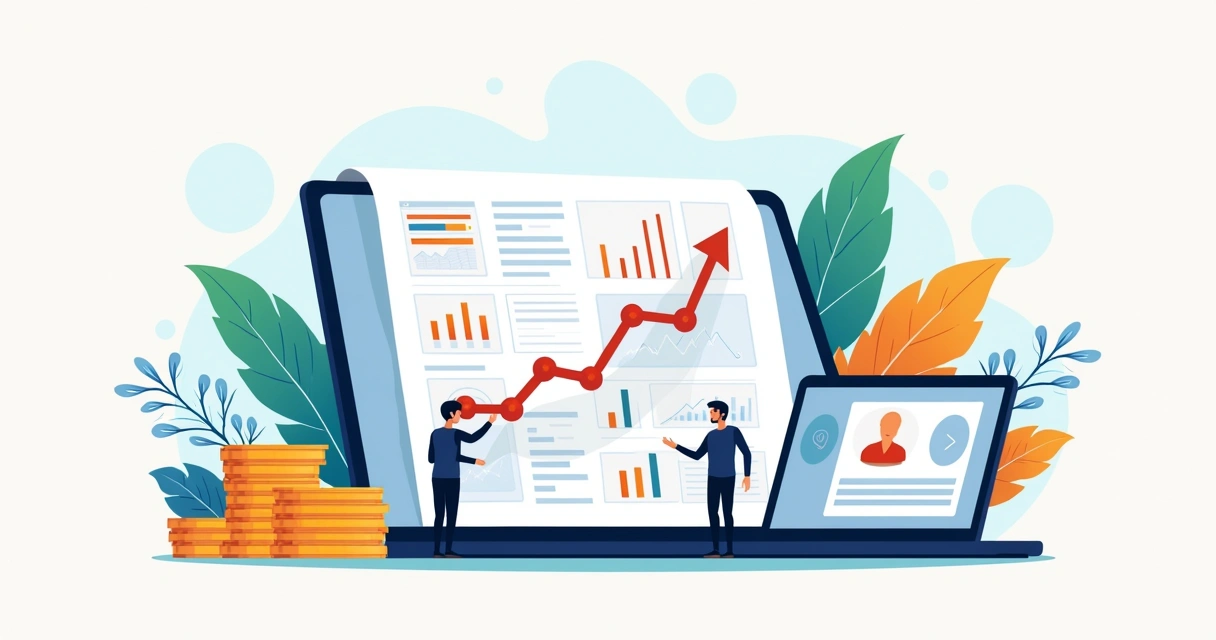 Gráfico colorido mostrando relação entre cliente, investimento em marketing digital e retorno financeiro 