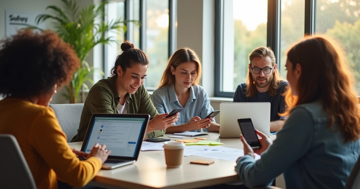 Clientes participando de pesquisa em vários dispositivos 