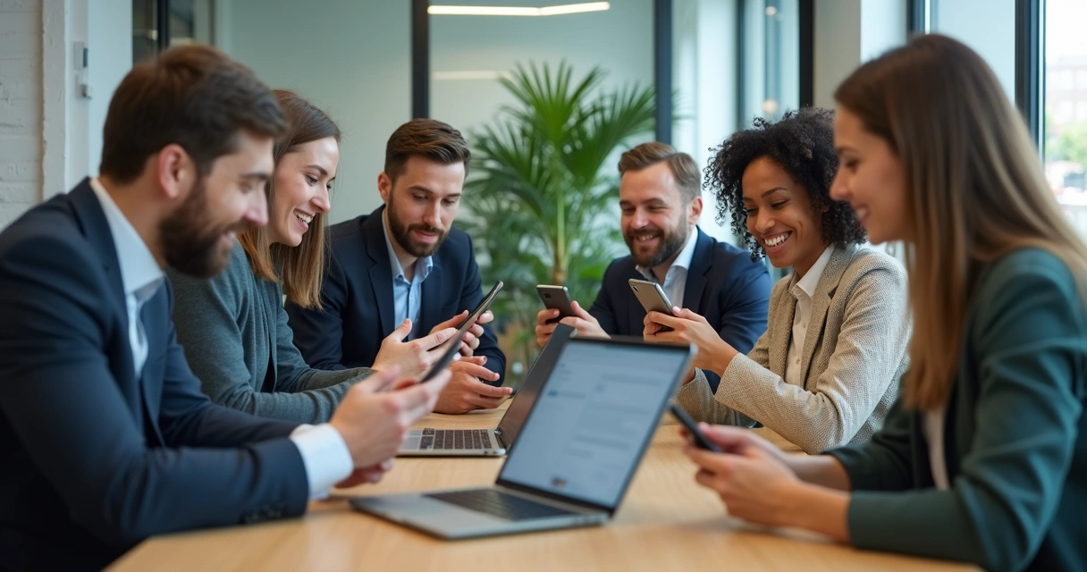 Clientes engajados usando WhatsApp em ambiente comercial