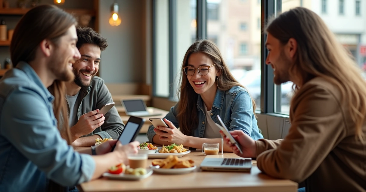 Clientes usando diferentes dispositivos para pedir delivery 