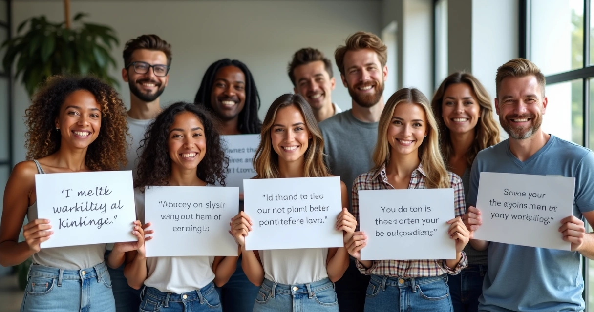 Clientes satisfeitos dando depoimento sobre resultados positivos 