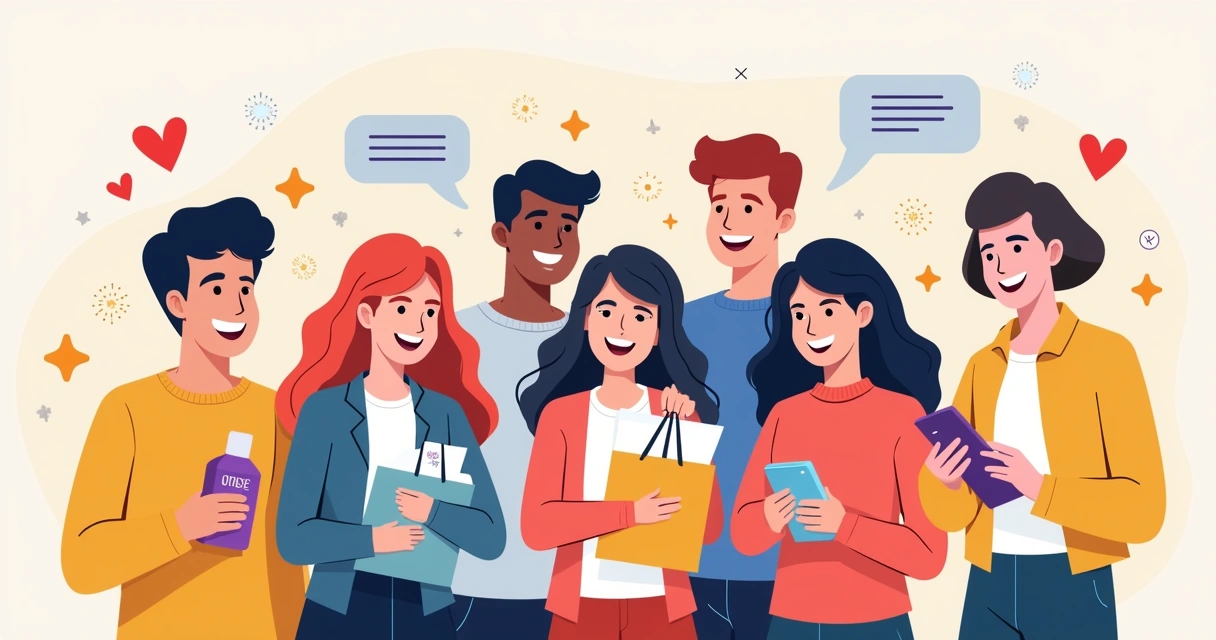 Clientes sorrindo e engajados com a marca 