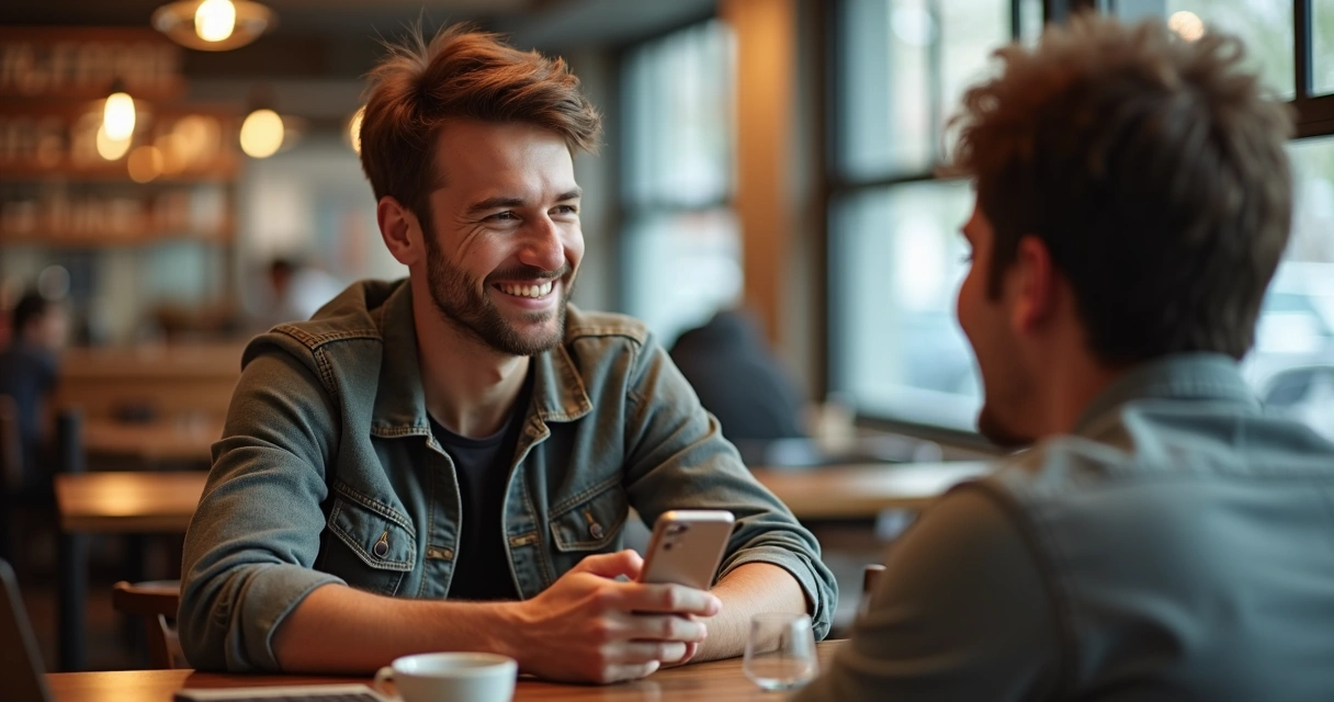 Cliente satisfeito indicando empresa para amigo 