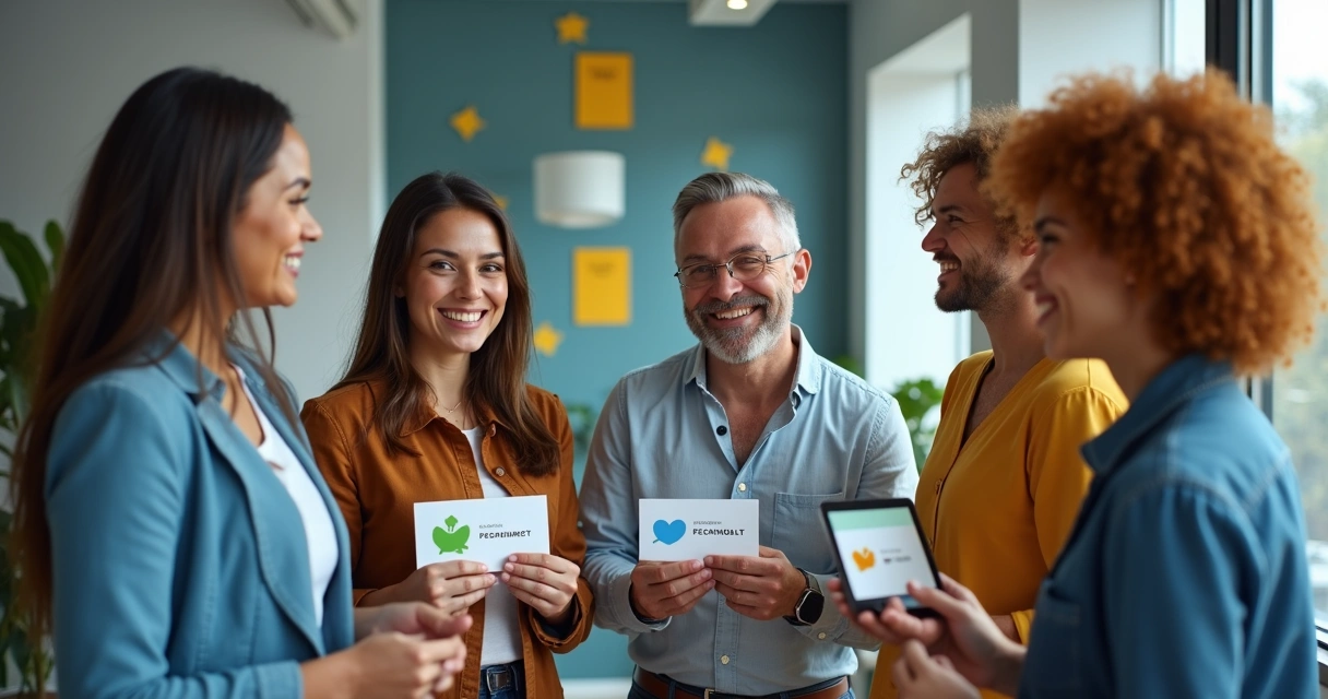 Clientes satisfeitos recomendando empresa para outros clientes 