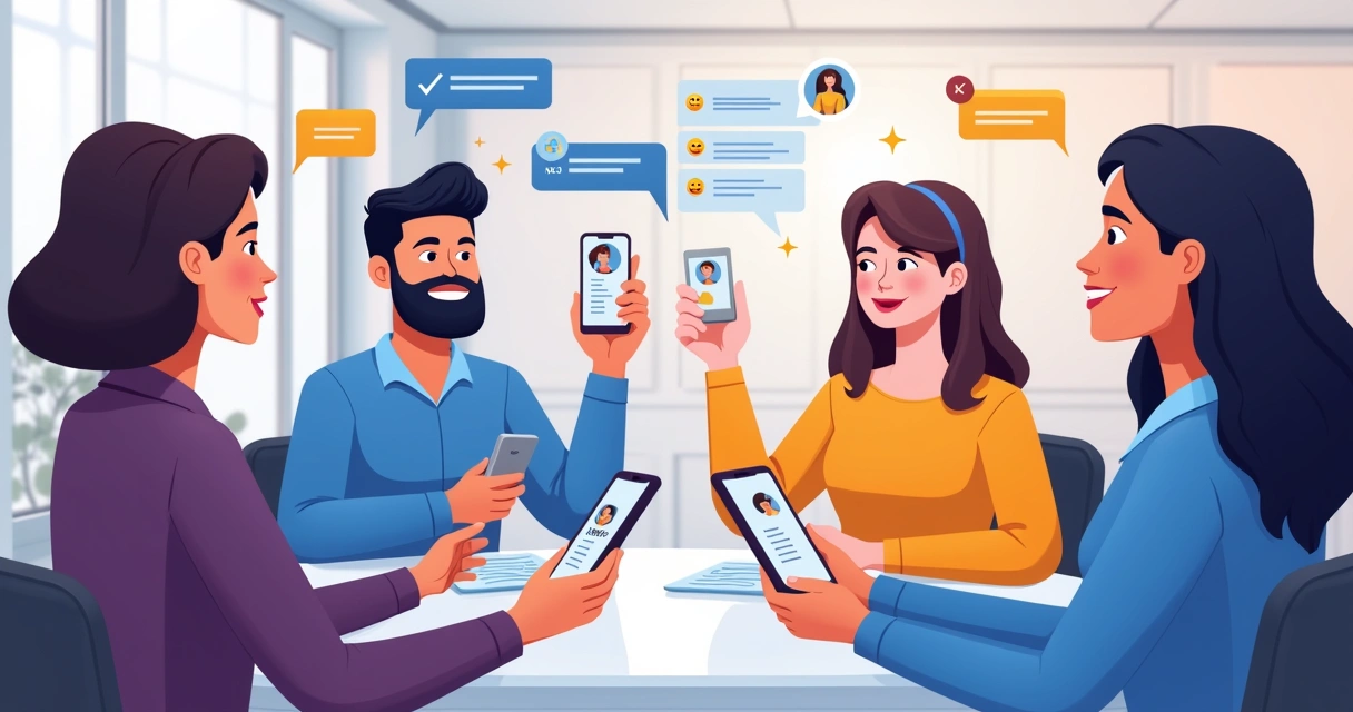 Clientes recebendo atendimento de vendas durante conversa em aplicativo 