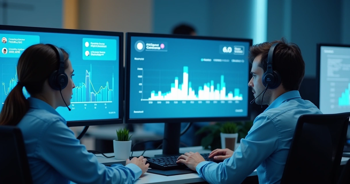 Equipe de suporte analisando feedbacks digitais