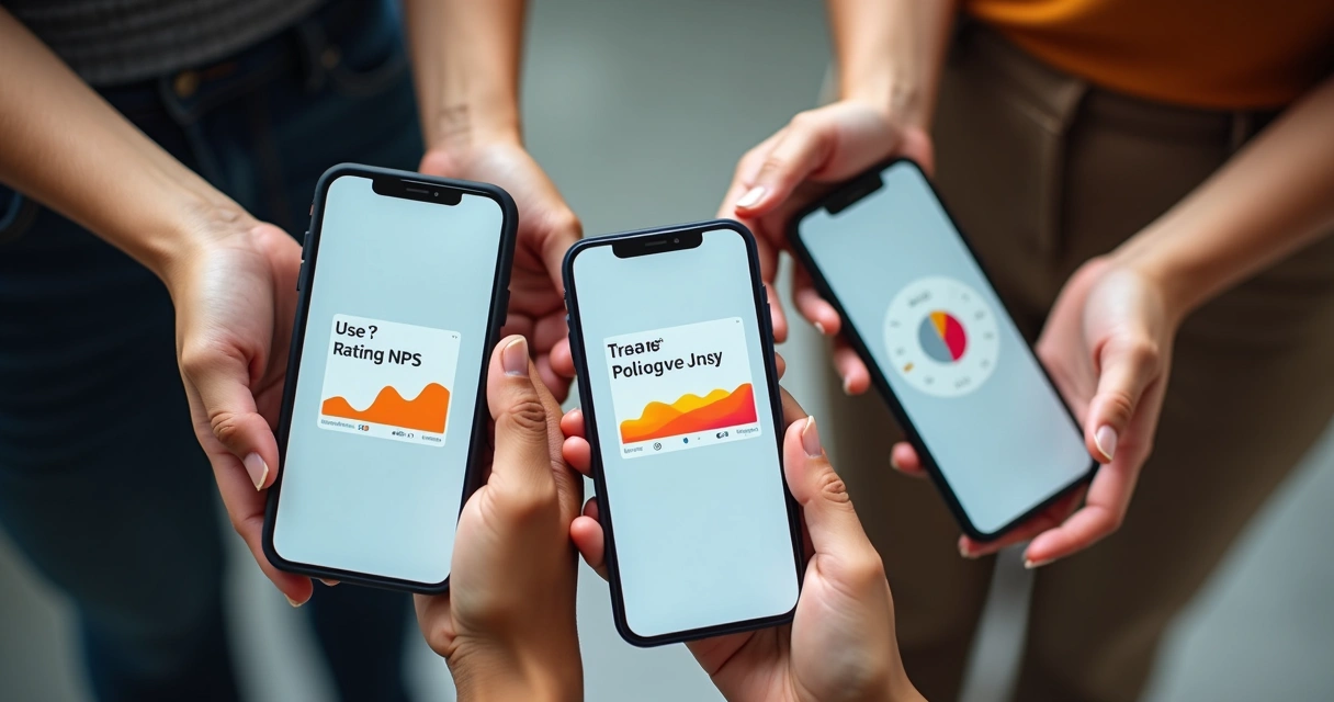 Clientes usando aplicativo financeiro para responder pesquisa NPS