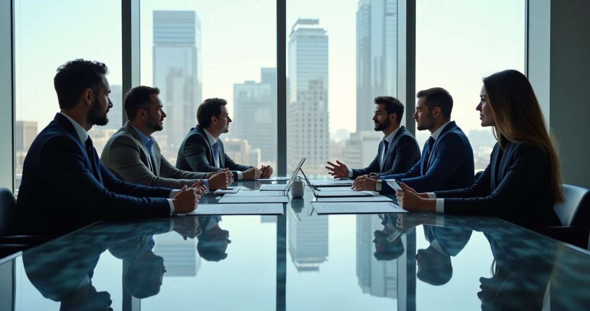 Reunião entre clientes e gestores planejando solução B2B 