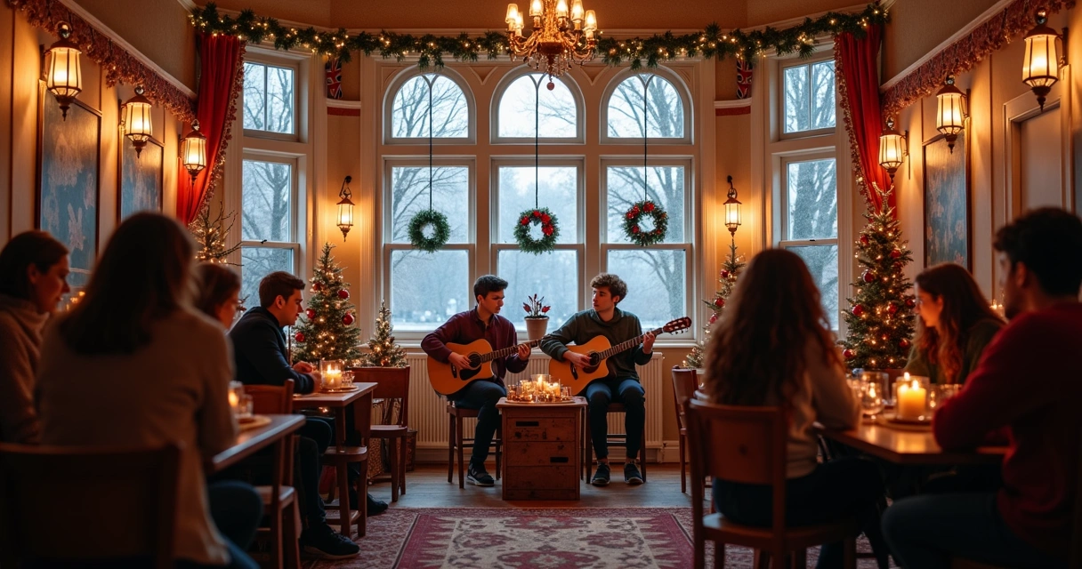 Atividades internas com música e decoração de inverno em Londres 