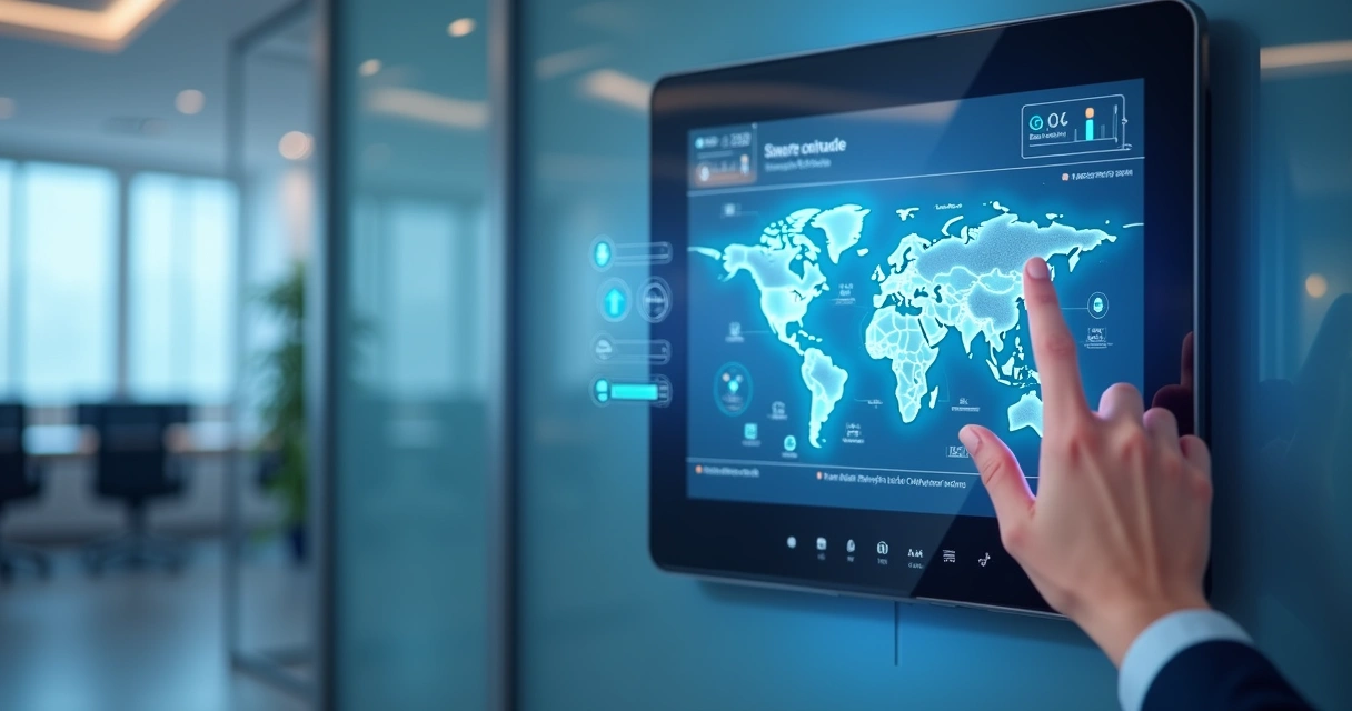 Painel de controle de climatização inteligente em ambiente corporativo 