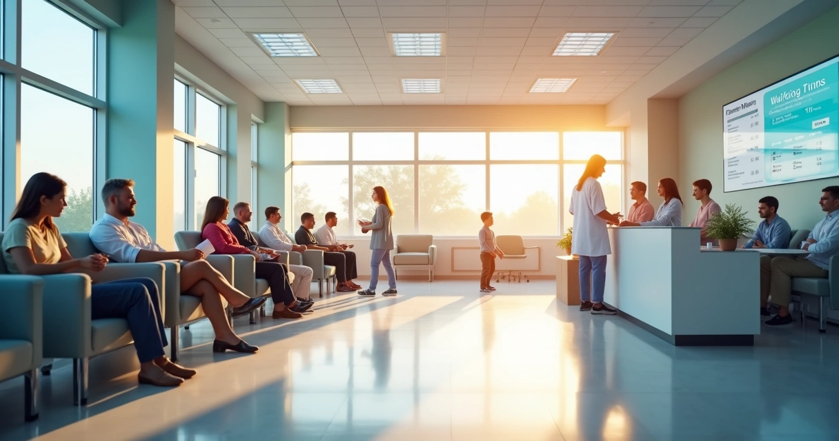 Sala de espera de clínica médica nos Estados Unidos 