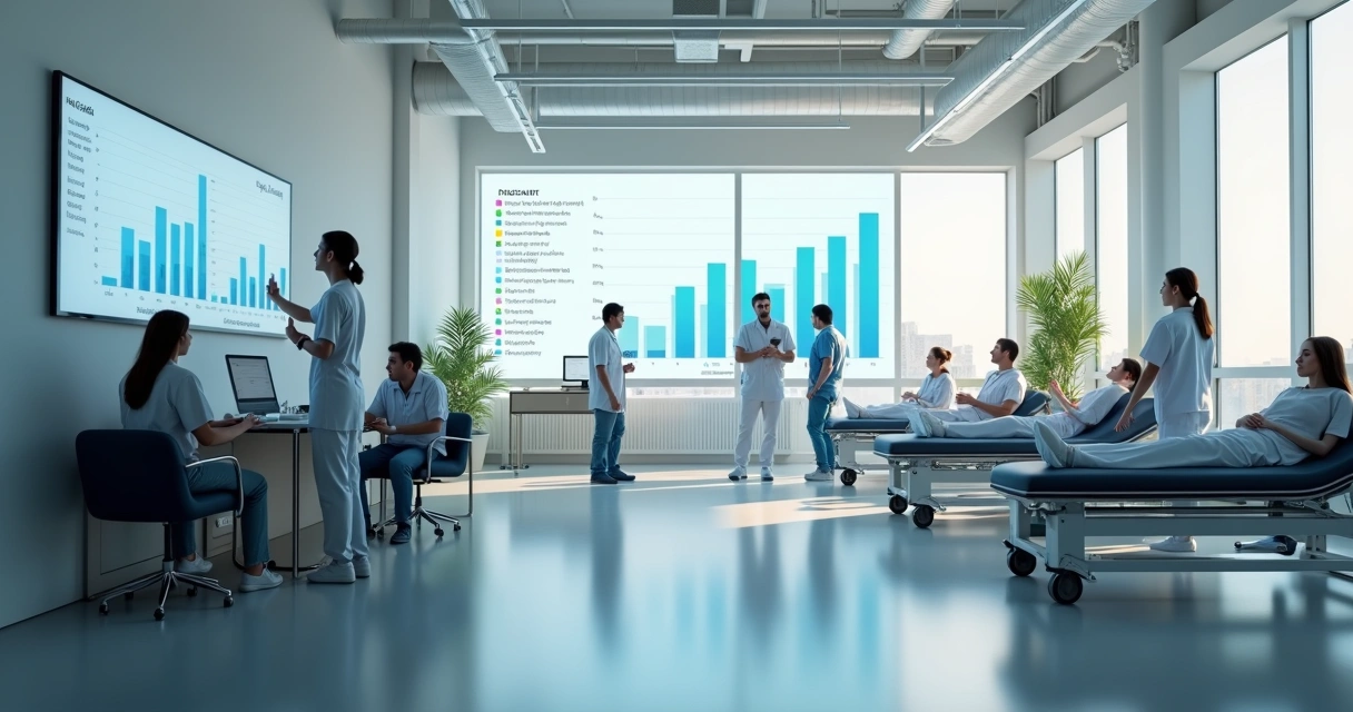 Ambiente de clínica de fisioterapia com gestão financeira digital.