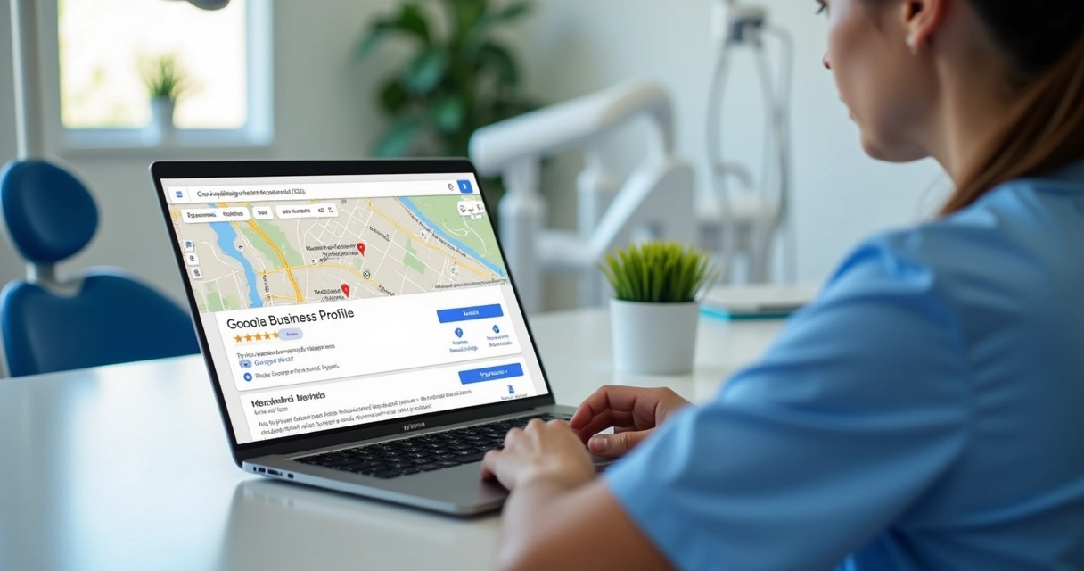 Perfil de clínica odontológica no Google Maps com avaliações e localização 