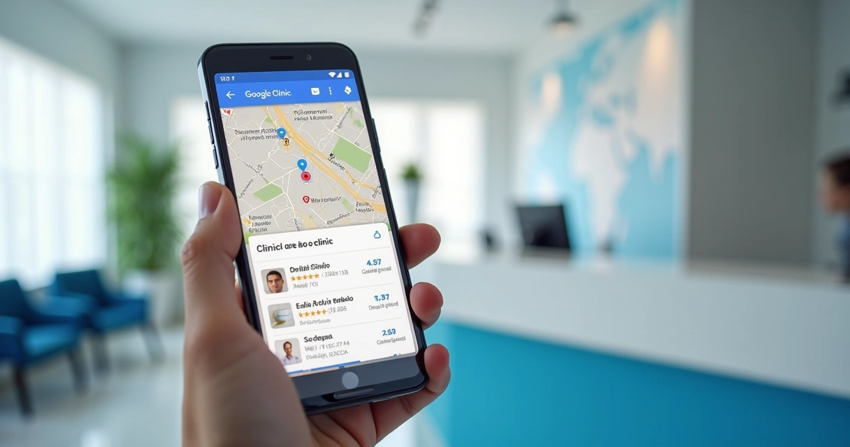 Clínica odontológica aparecendo no Google Maps no celular