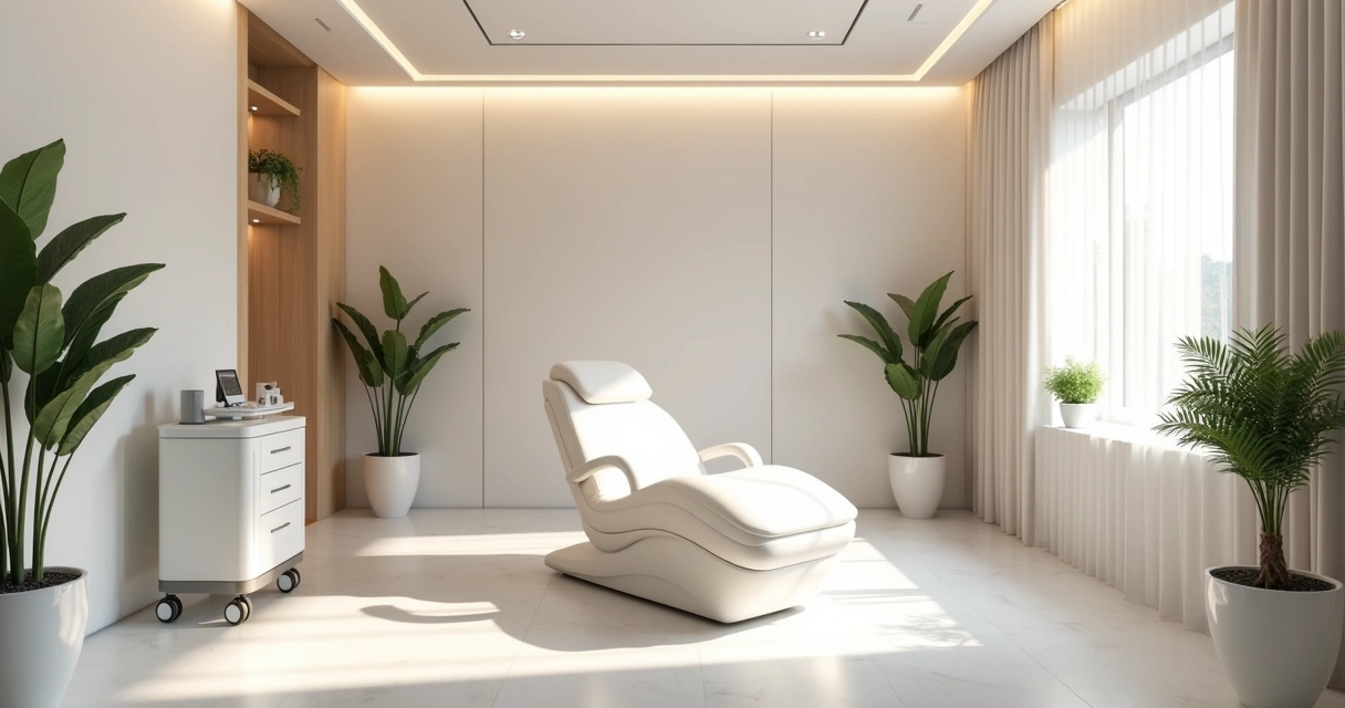 Ambiente de clínica de harmonização facial confortável e moderna