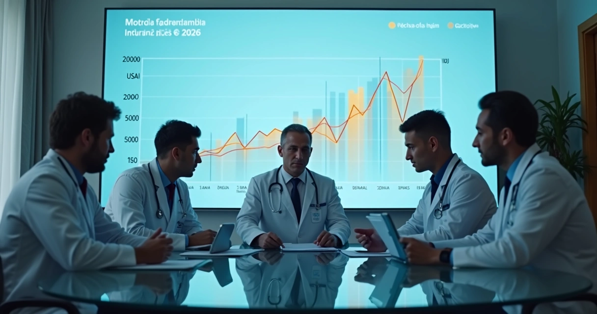 Clínica médica analisando seguro em 2026 