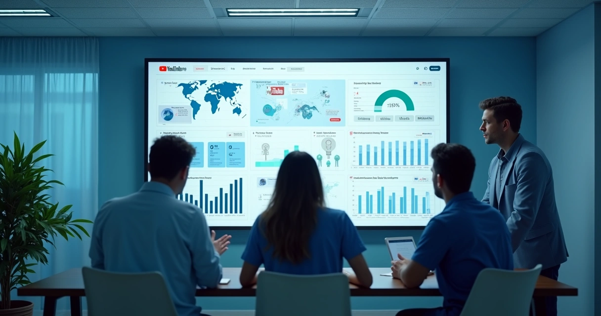 Equipe de clínica médica monitorando desempenho de anúncios no YouTube