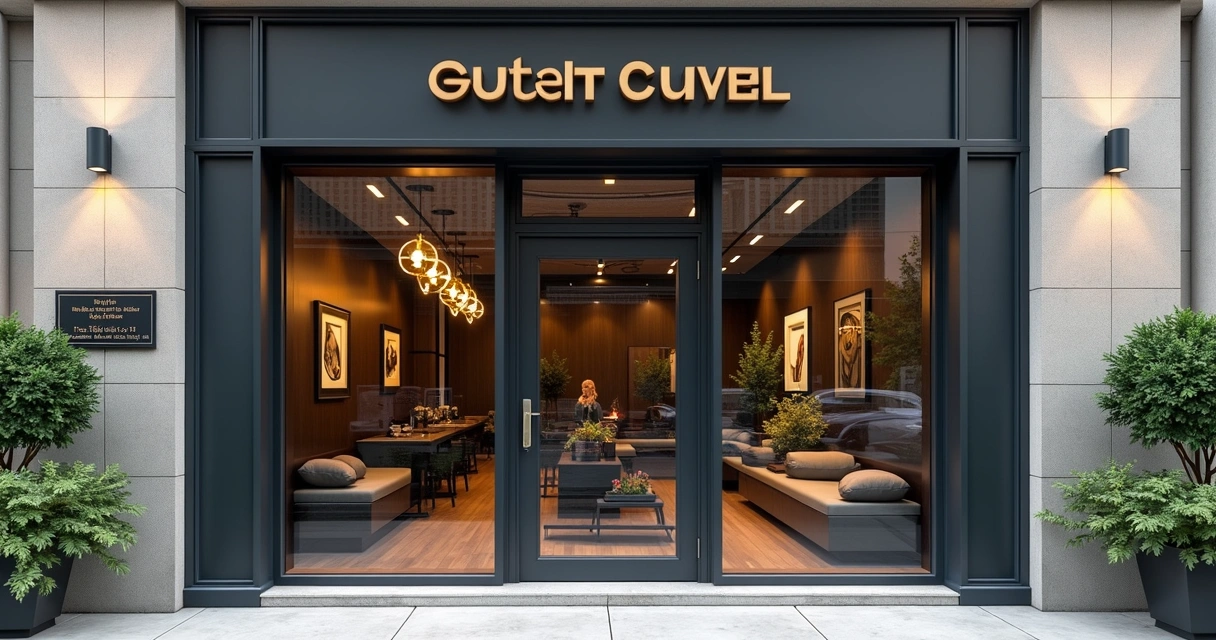 Fachada de clínica odontológica bem sinalizada com nome e endereço visíveis