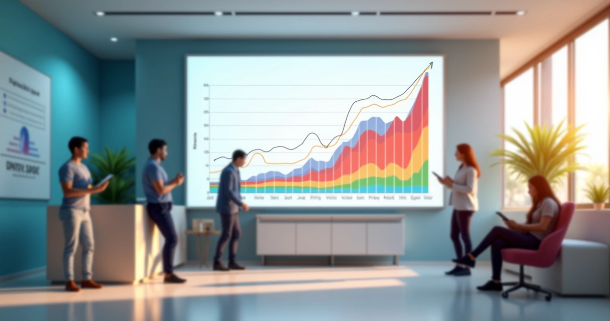 Gráfico de crescimento de atendimentos em clínica odontológica moderna 