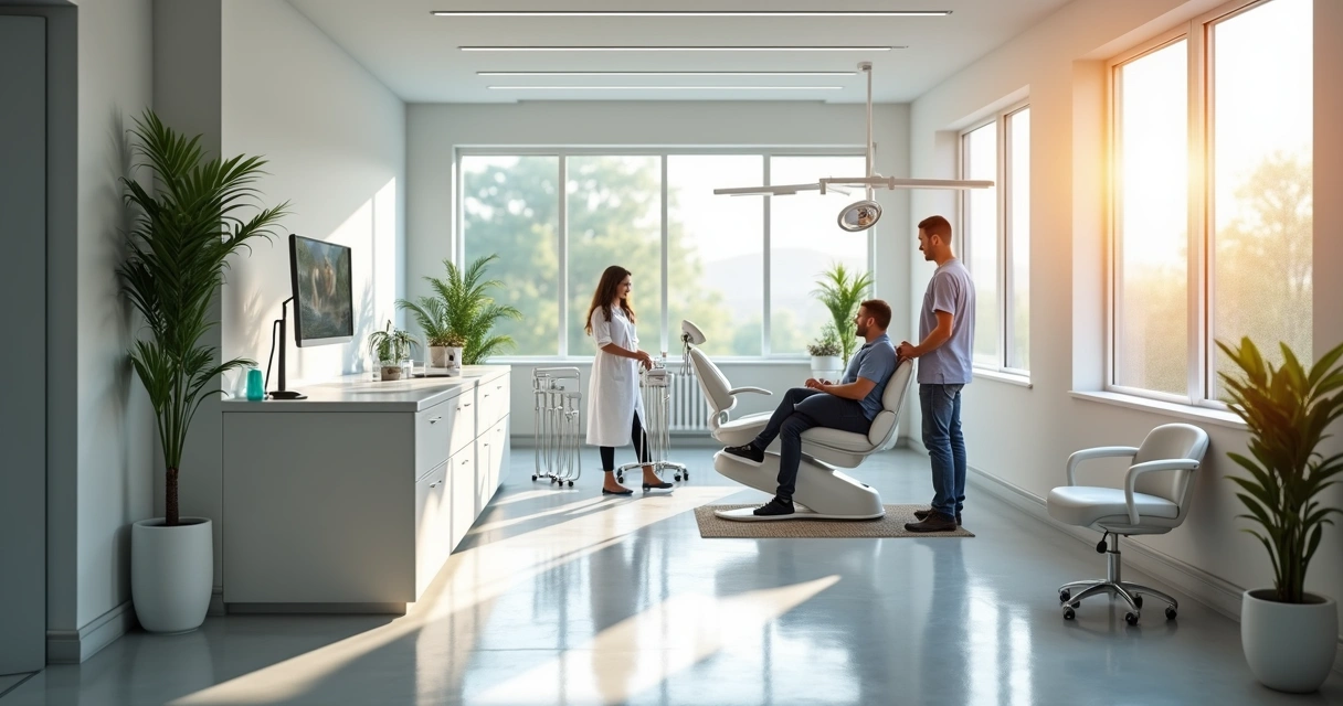 Consultório odontológico moderno em Cajamar, com cadeiras e equipamentos de última geração