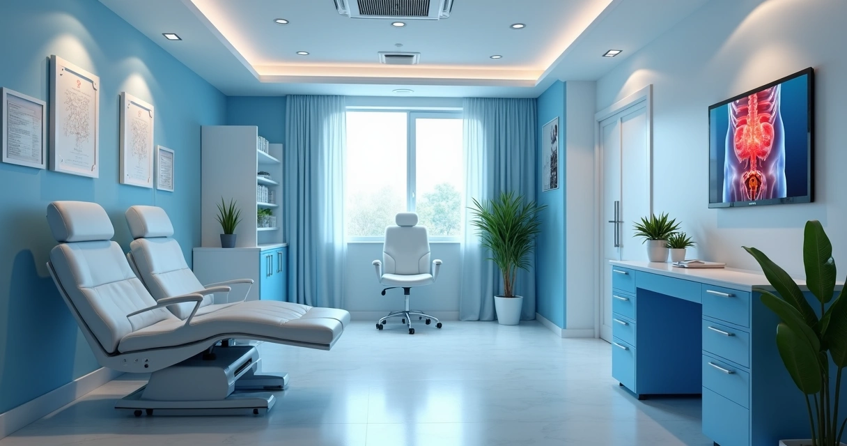 Consultório médico moderno para consultas masculinas íntimas 
