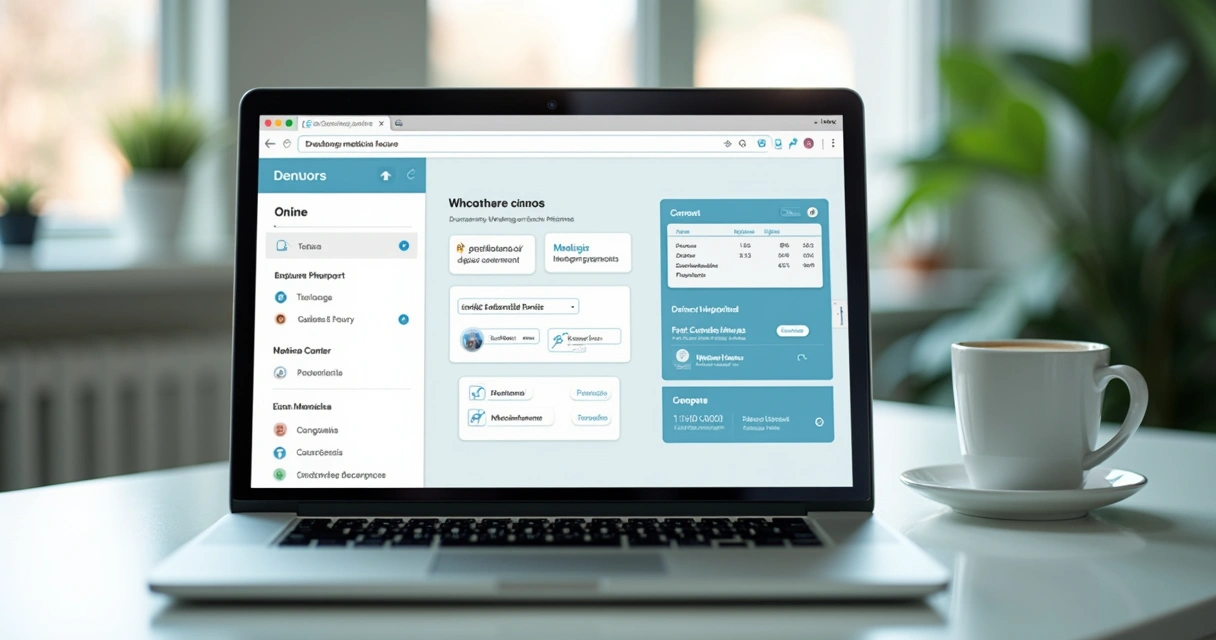 Página de agendamento online de clínica médica em laptop 
