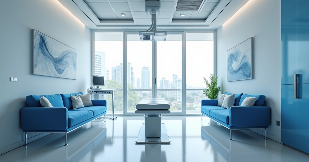 Interior de clínica de urologia moderna no Rio de Janeiro, consultório equipado e ambiente acolhedor 
