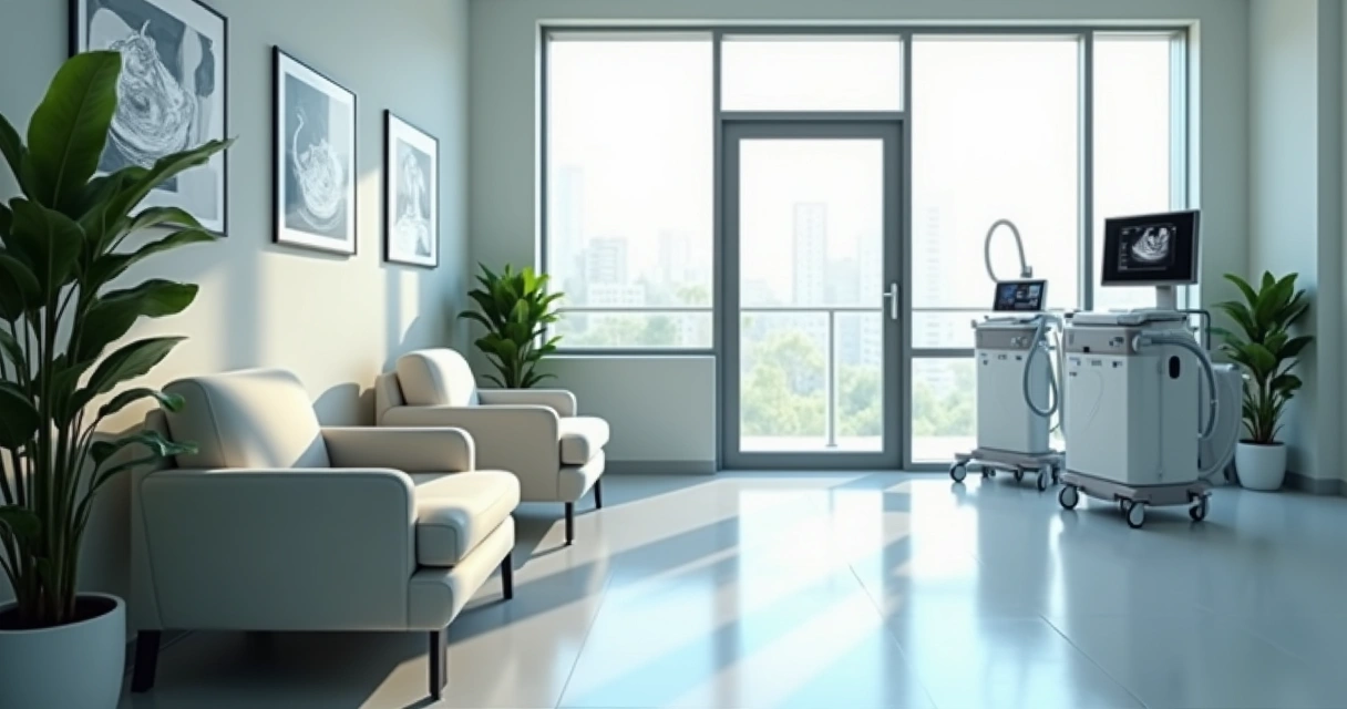 Ambiente moderno de clínica vascular com equipamentos de última geração 