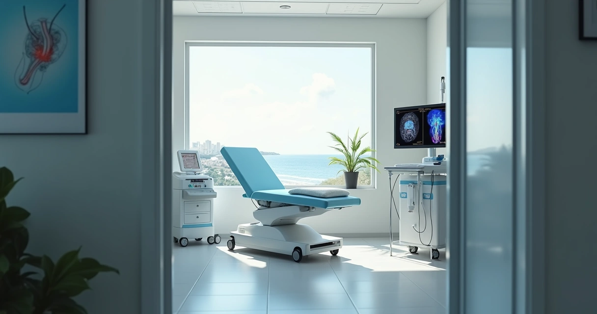 Sala de procedimento ambulatorial vascular moderna em clínica em Salvador 