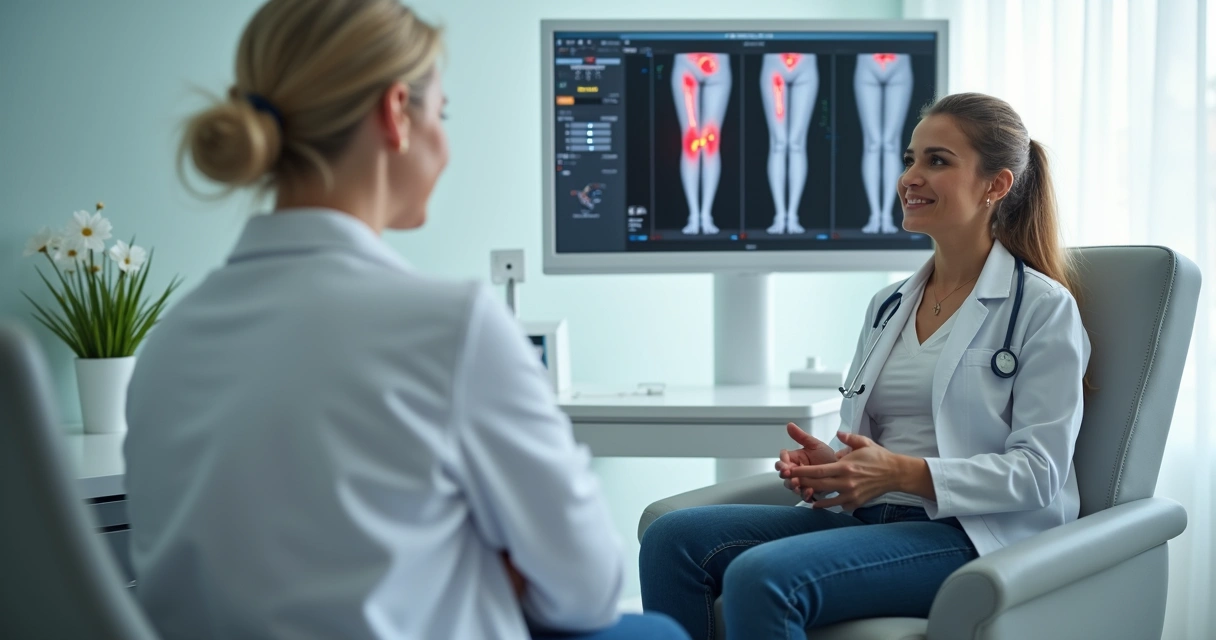 Sala moderna de clínica vascular com equipamentos de ultrassom e cadeira para paciente 