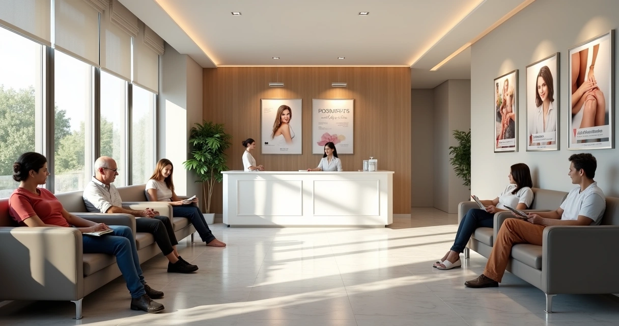 Ambiente de clínica moderna e confortável para tratamento de varizes