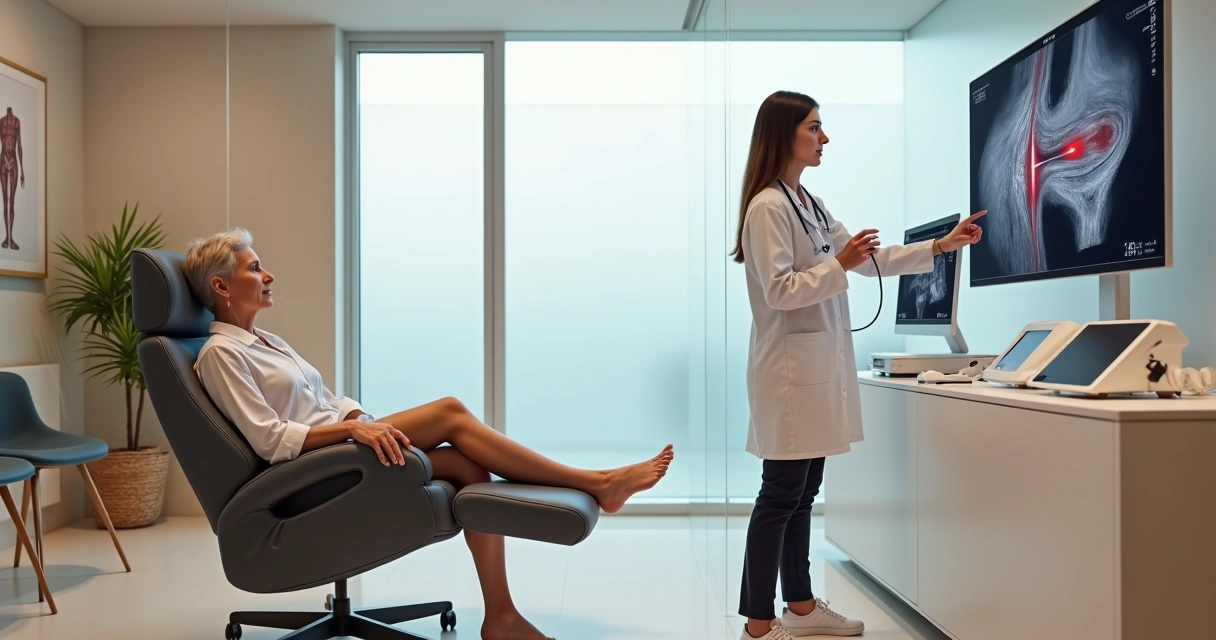 Médica vascular atendendo paciente em clínica moderna em Campinas 