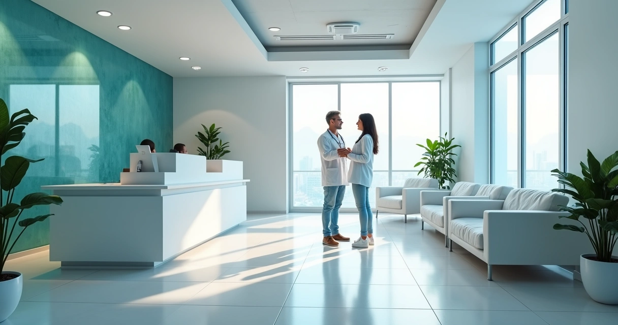 Ambiente interno de clínica vascular moderna em Belém