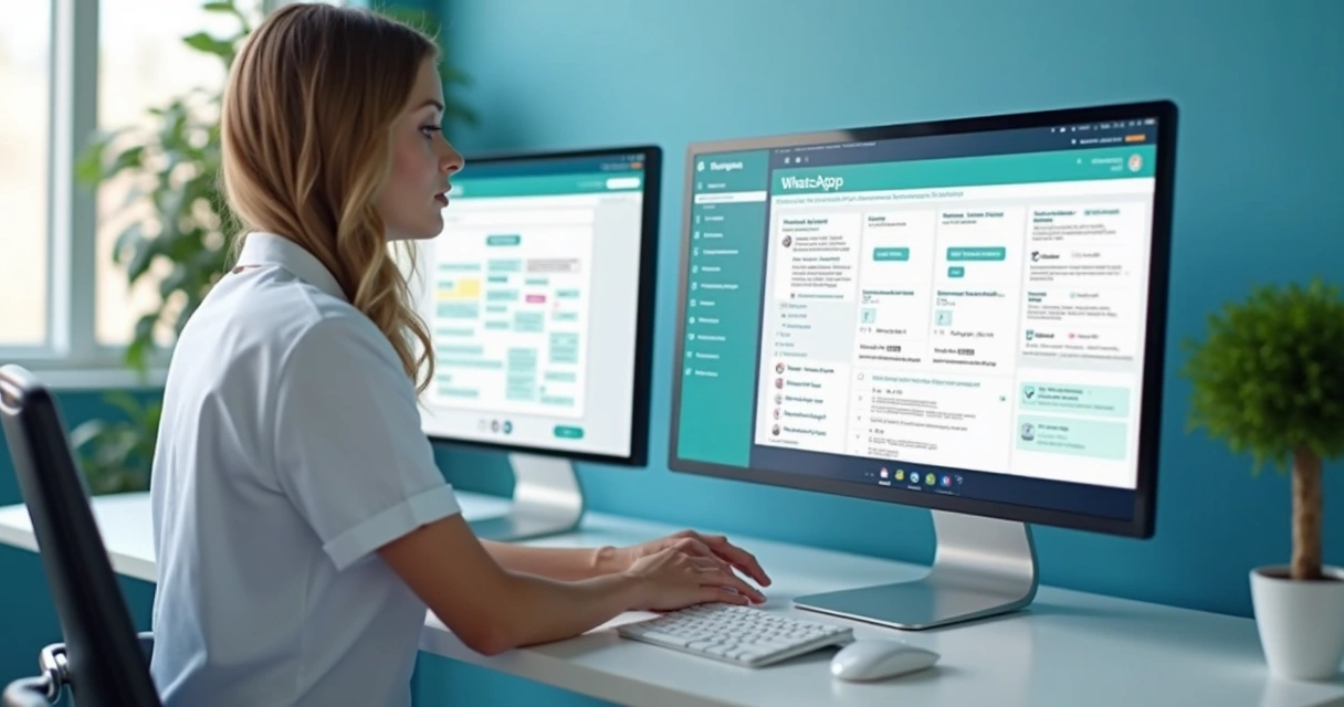 Atendimento odontológico no WhatsApp com CRM em tela