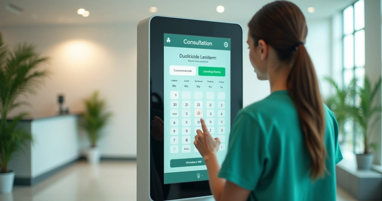 Paciente agendando consulta online no consultório 