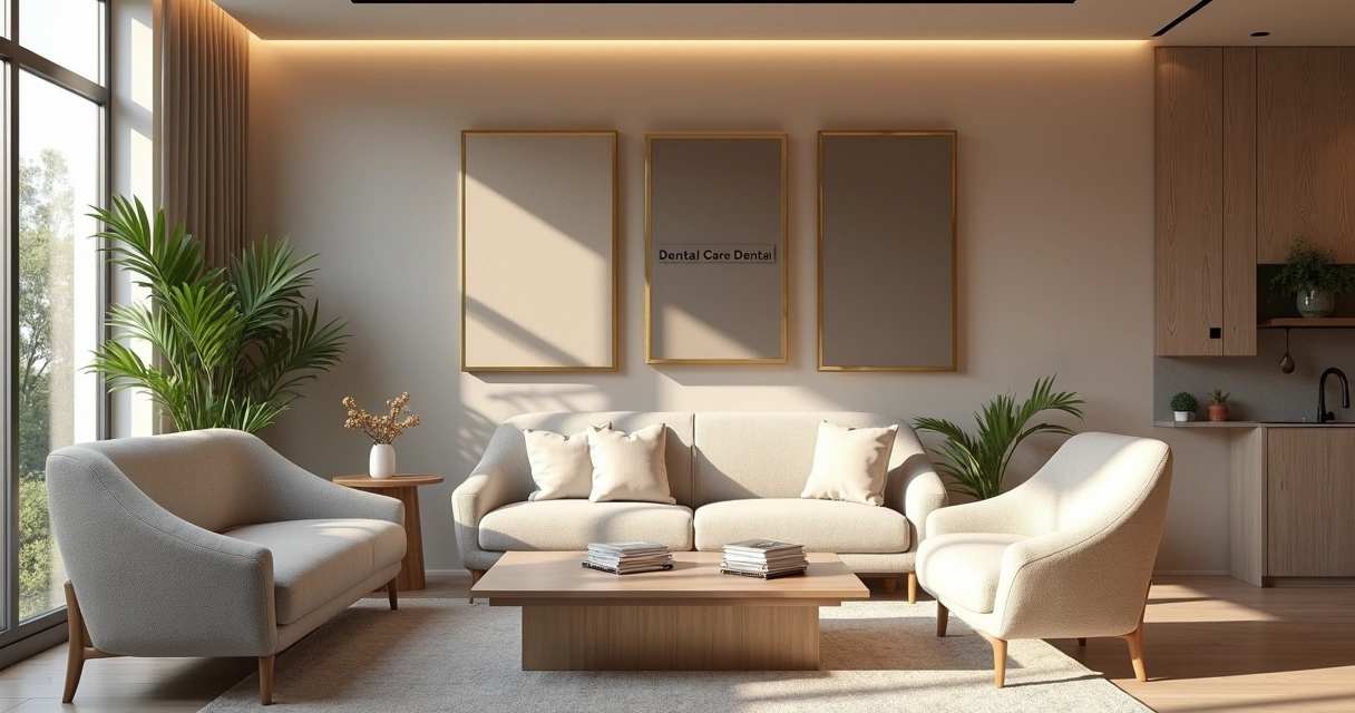 Sala de espera elegante de clínica odontológica 