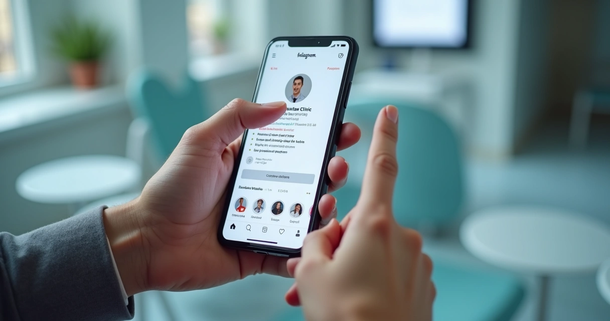 Tela de smartphone mostra Instagram com destaque para bio e botão de link 
