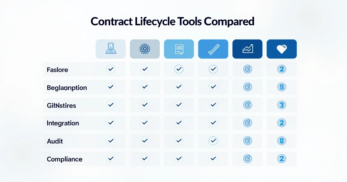 Comparison dashboard of contract management tools features 