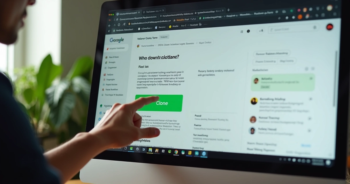 Visualização de interface do GitHub com botão 'clonar' em destaque 